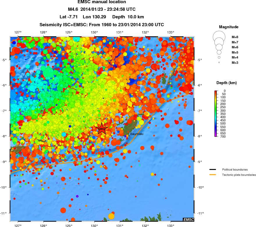 regional depth historical seismicity