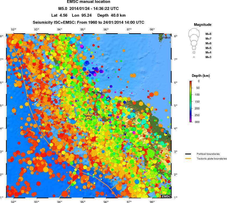 regional depth historical seismicity