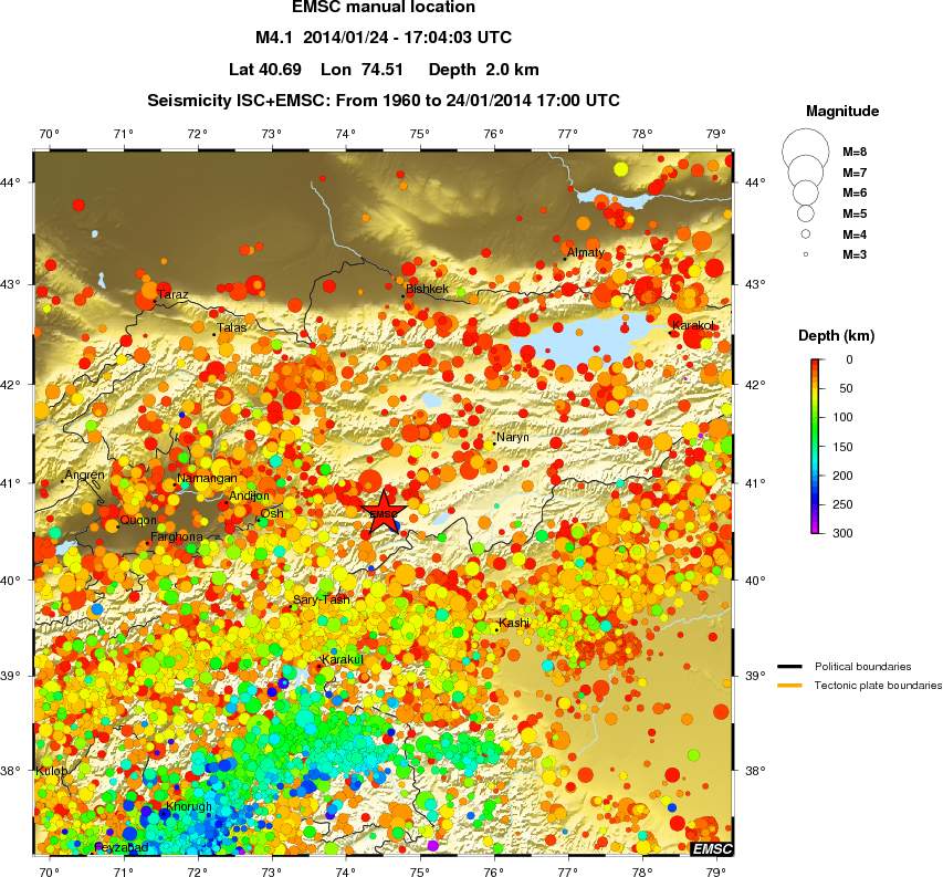 regional depth historical seismicity