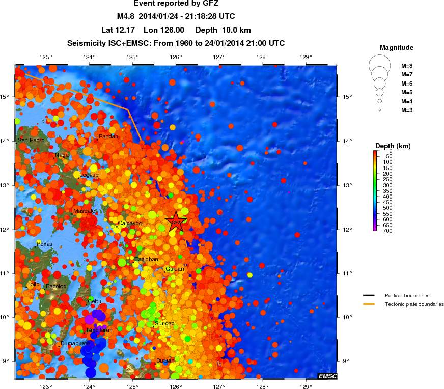 regional depth historical seismicity