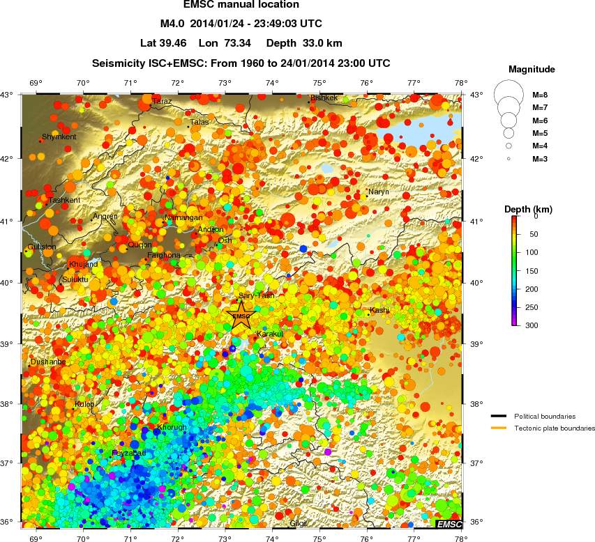 regional depth historical seismicity