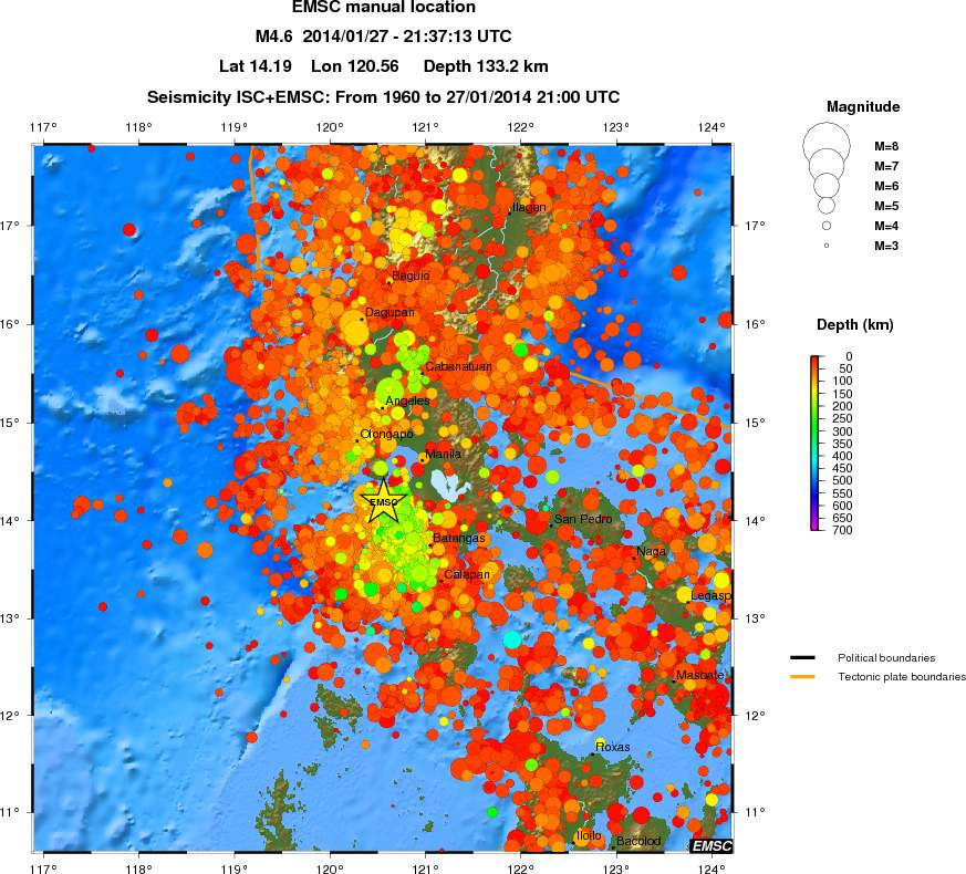 regional depth historical seismicity
