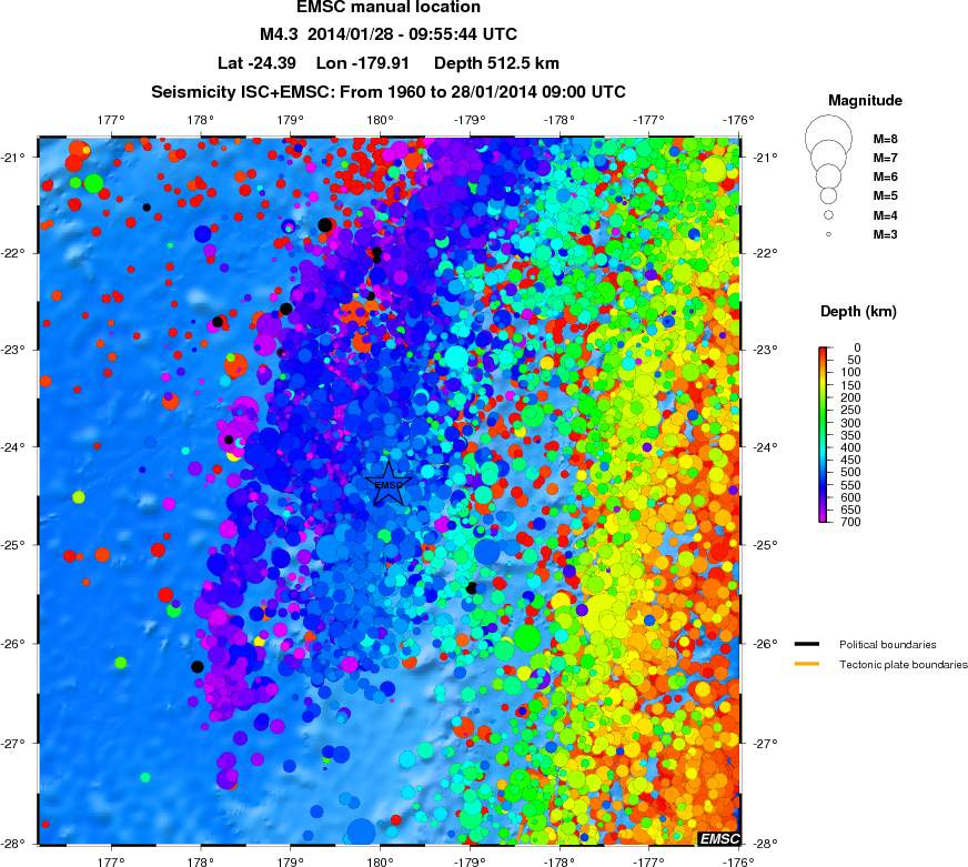 regional depth historical seismicity