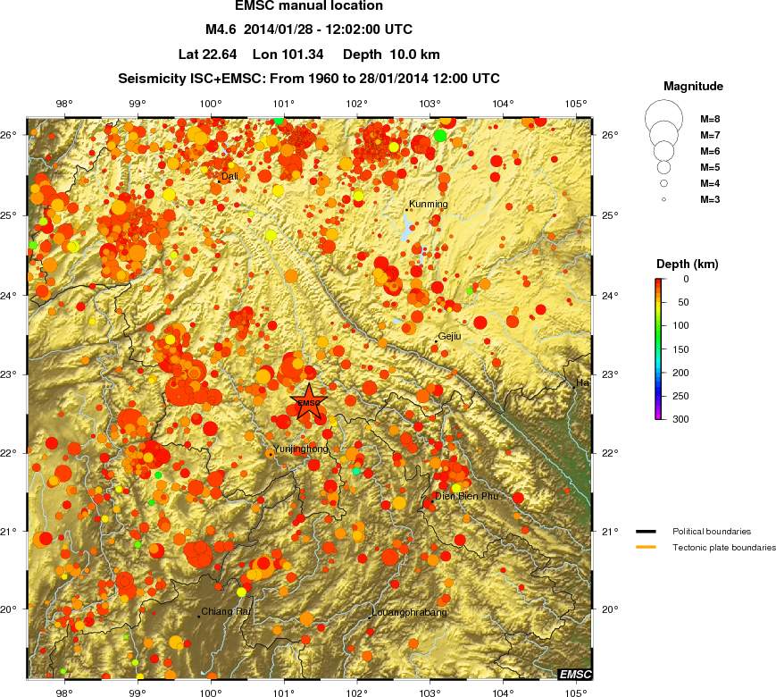 regional depth historical seismicity