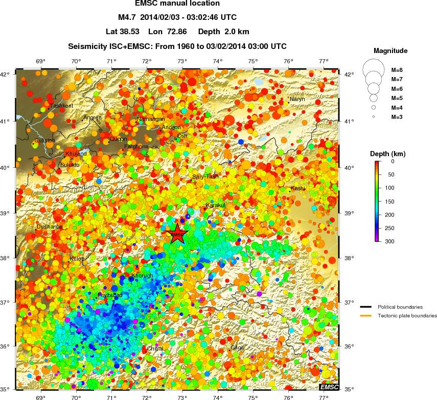 regional depth historical seismicity