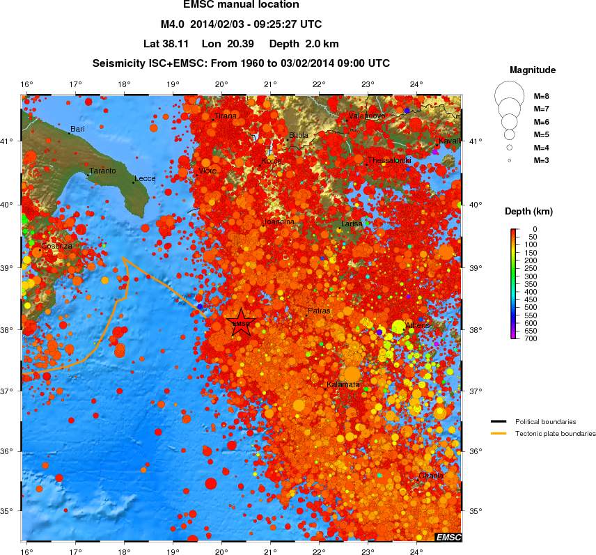 regional depth historical seismicity