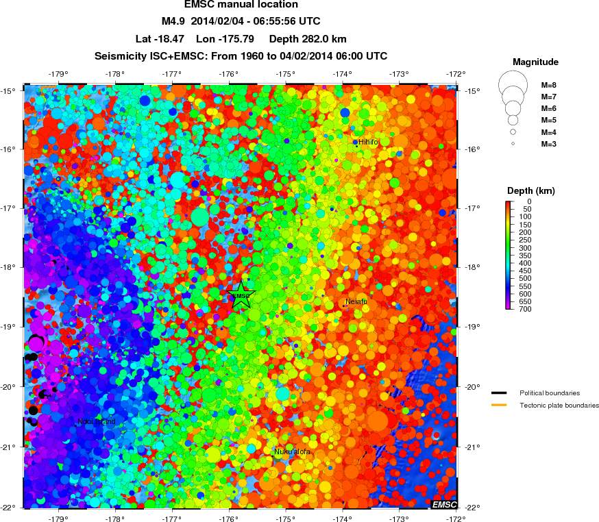 regional depth historical seismicity