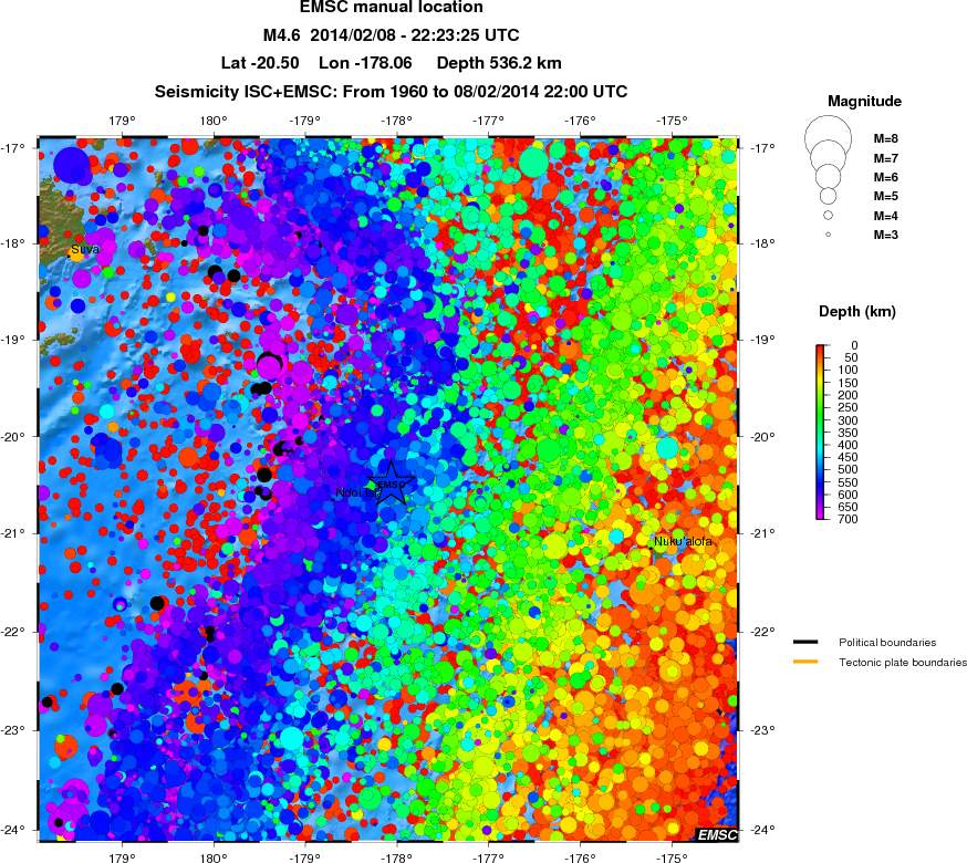 regional depth historical seismicity