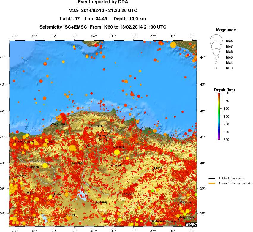regional depth historical seismicity