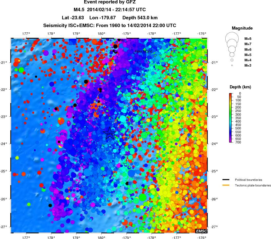 regional depth historical seismicity