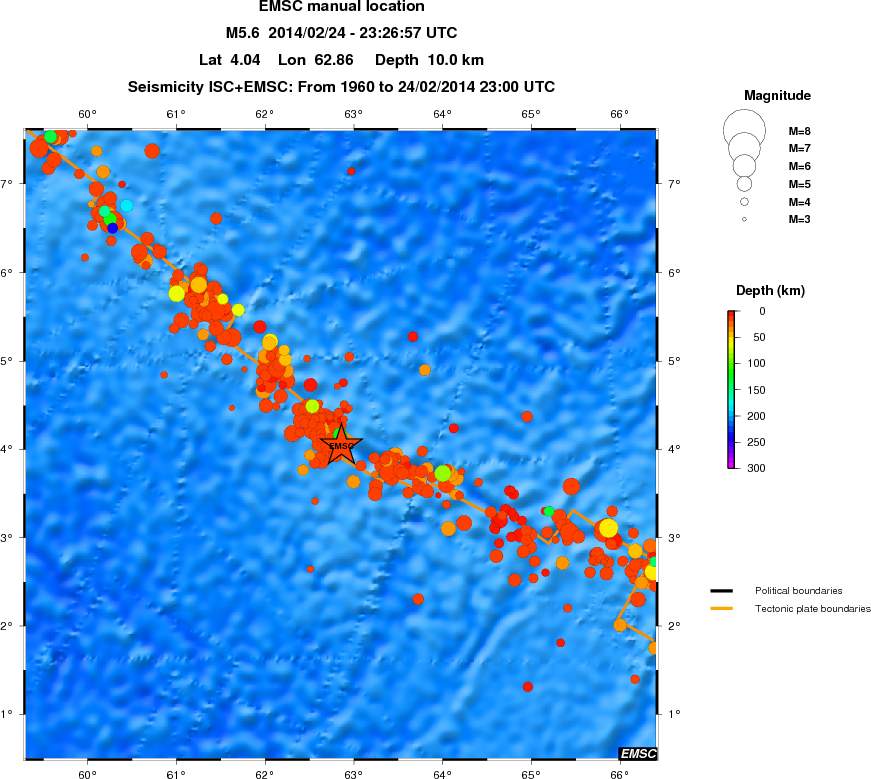 regional depth historical seismicity