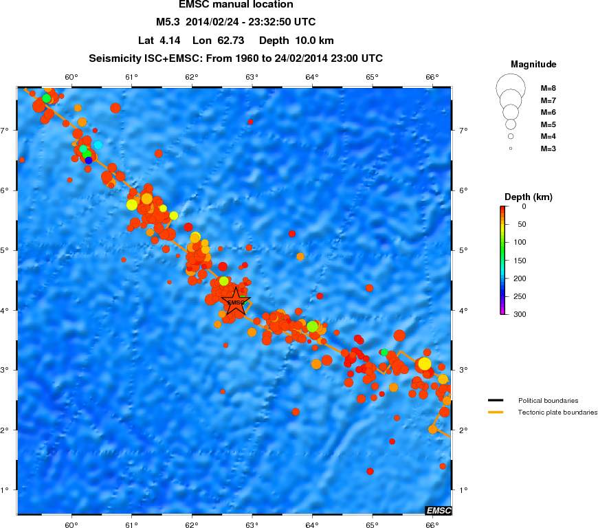 regional depth historical seismicity
