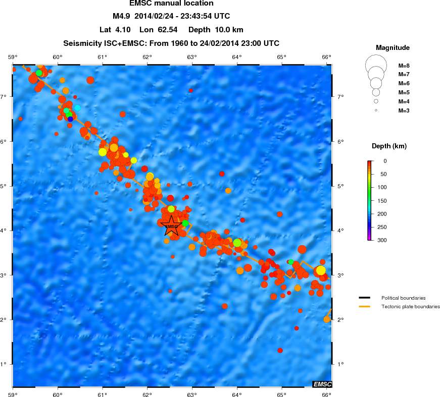regional depth historical seismicity