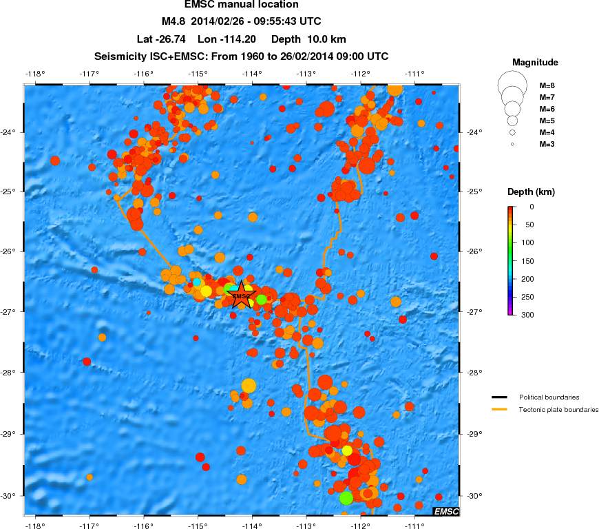 regional depth historical seismicity