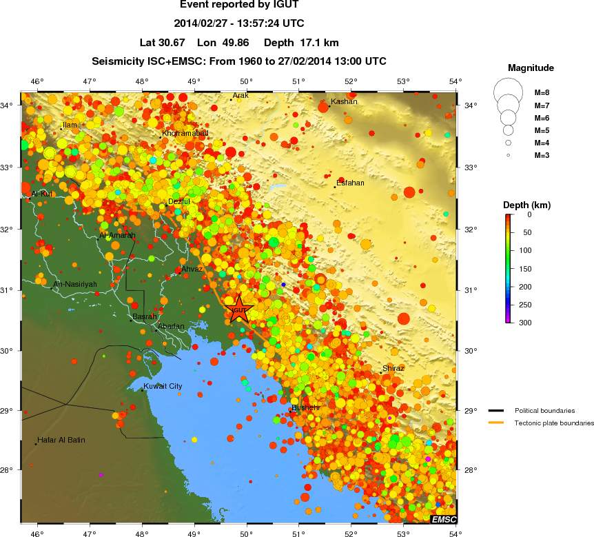 regional depth historical seismicity