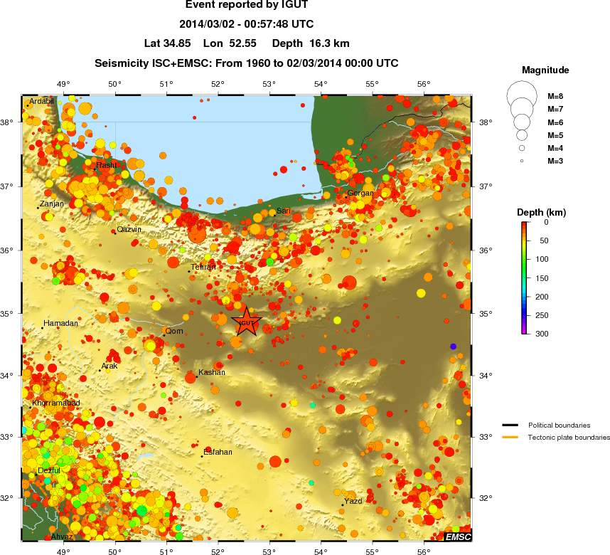 regional depth historical seismicity