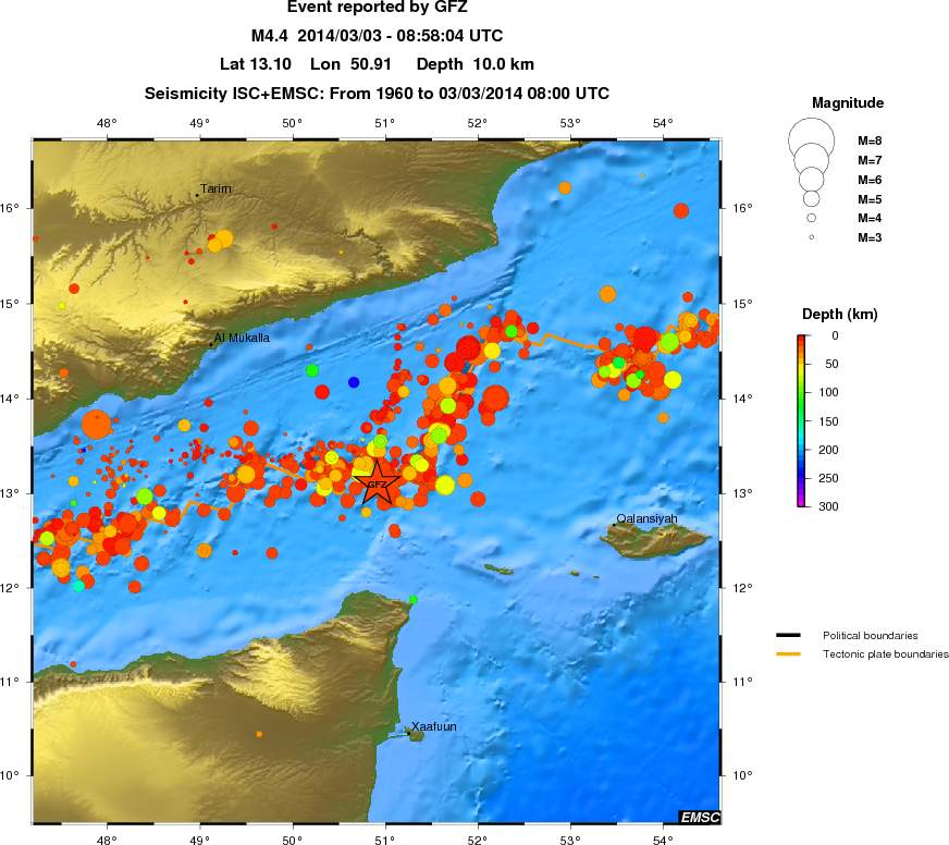 regional depth historical seismicity