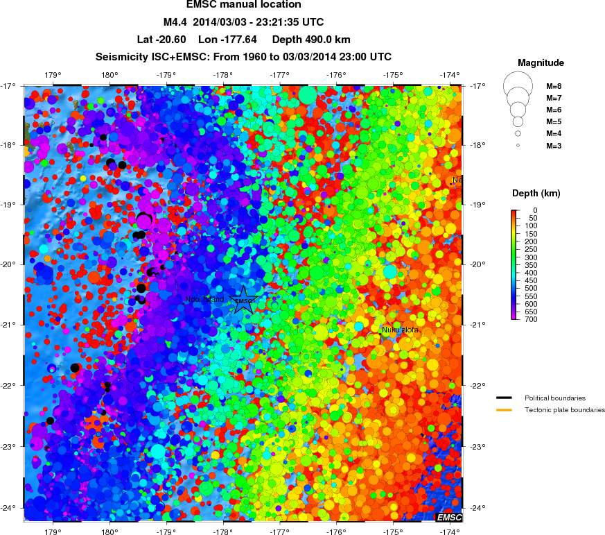 regional depth historical seismicity