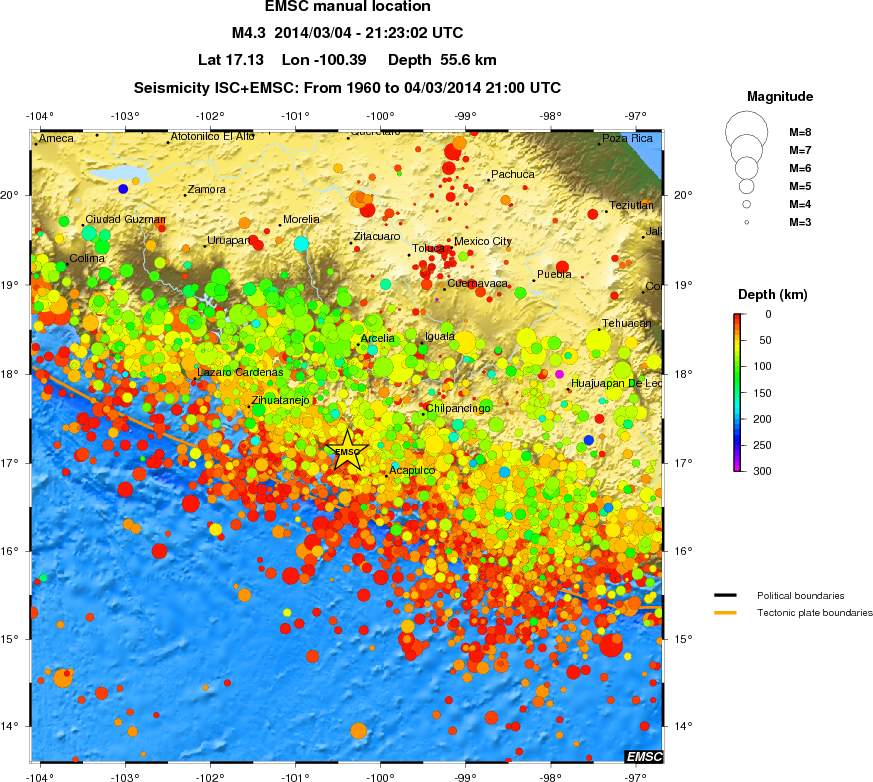 regional depth historical seismicity