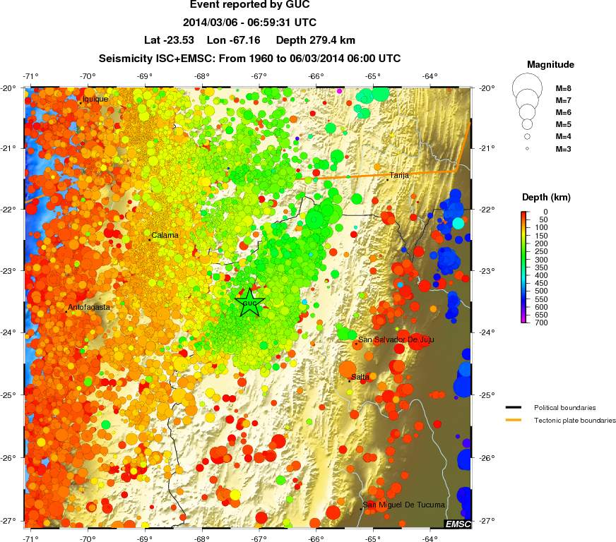 regional depth historical seismicity