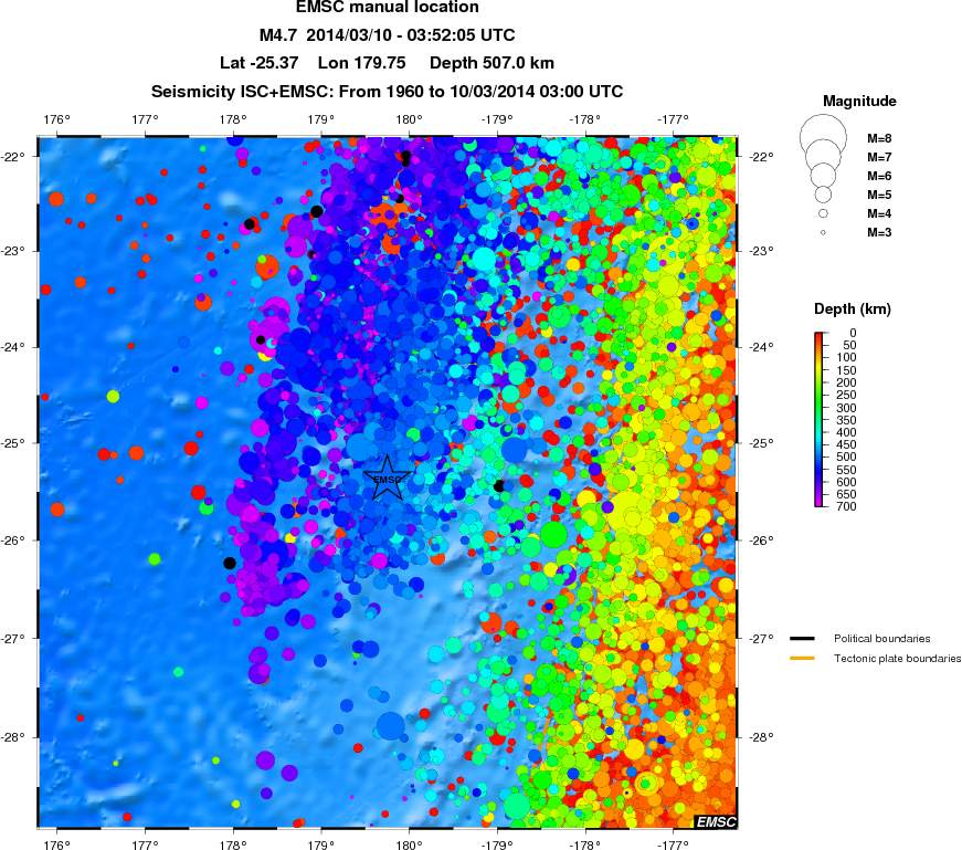 regional depth historical seismicity