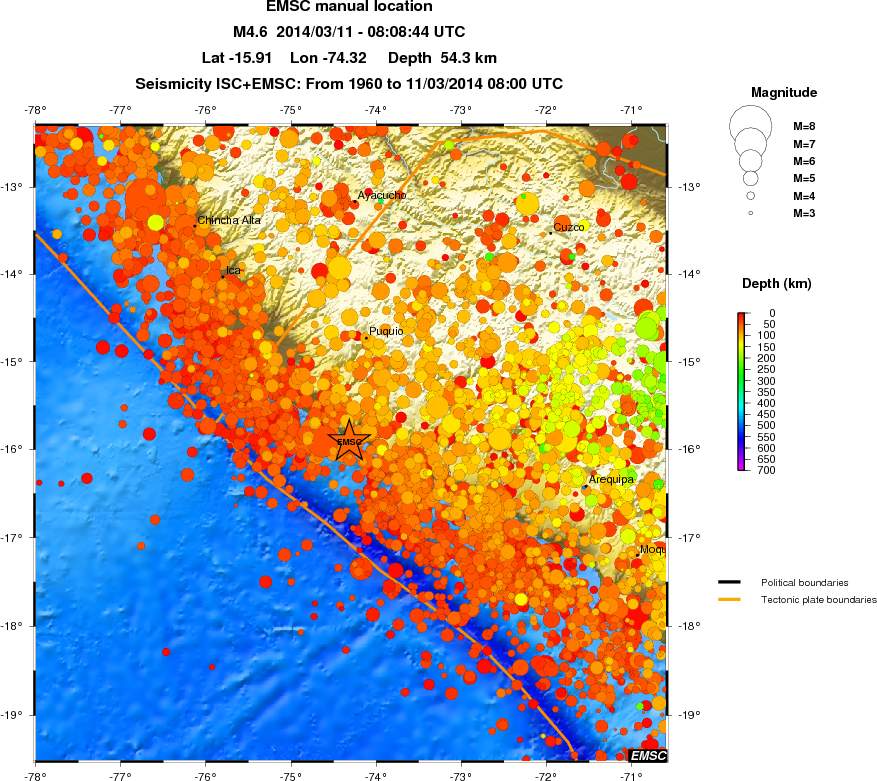 regional depth historical seismicity