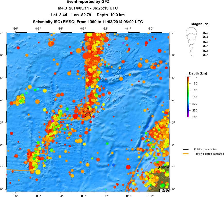 regional depth historical seismicity