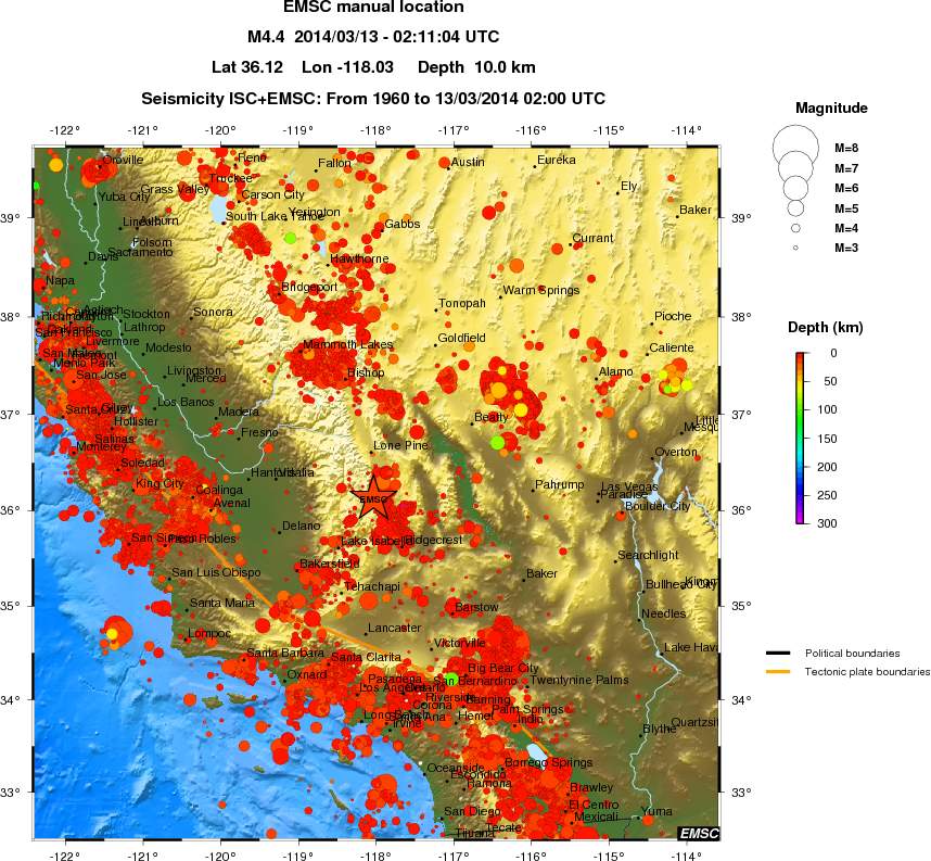 regional depth historical seismicity