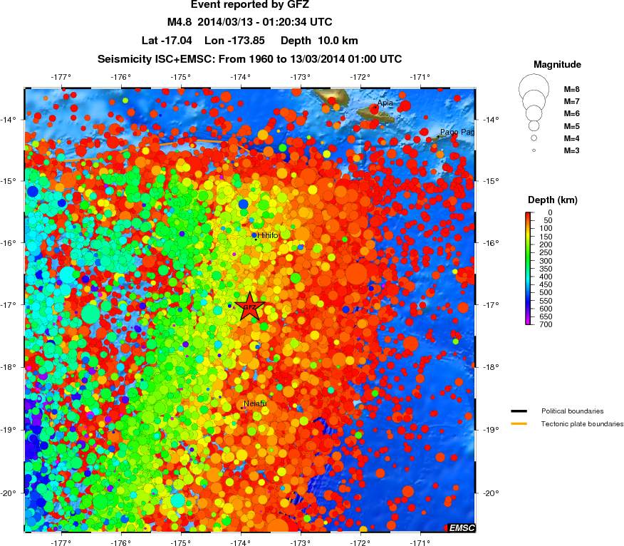 regional depth historical seismicity