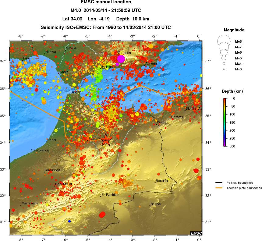 regional depth historical seismicity