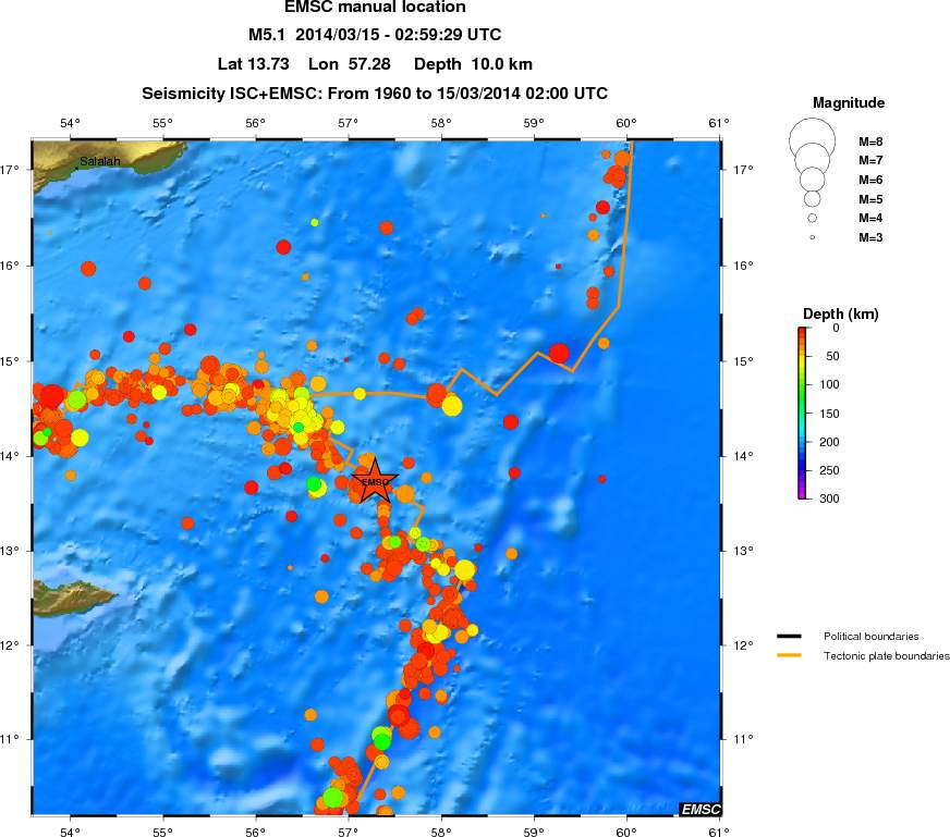 regional depth historical seismicity