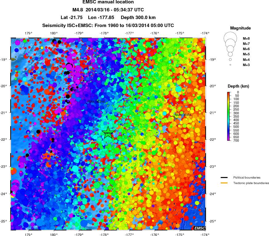 regional depth historical seismicity