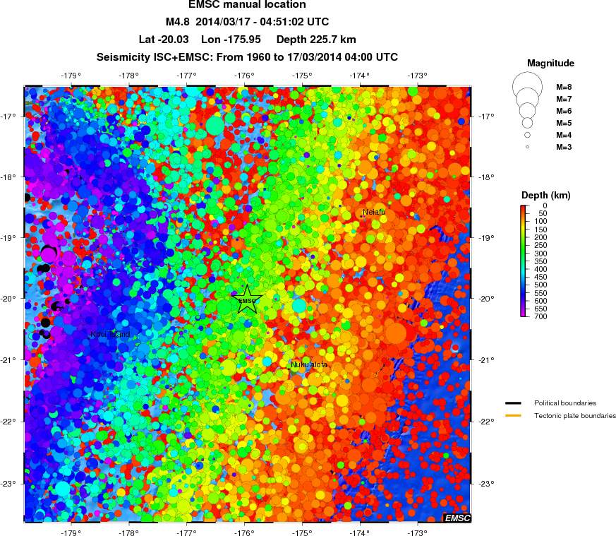 regional depth historical seismicity