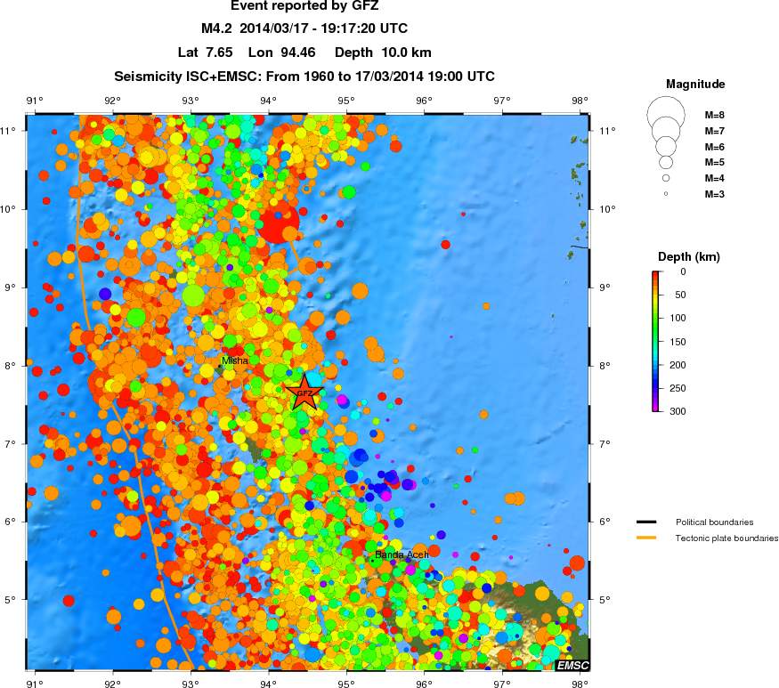 regional depth historical seismicity
