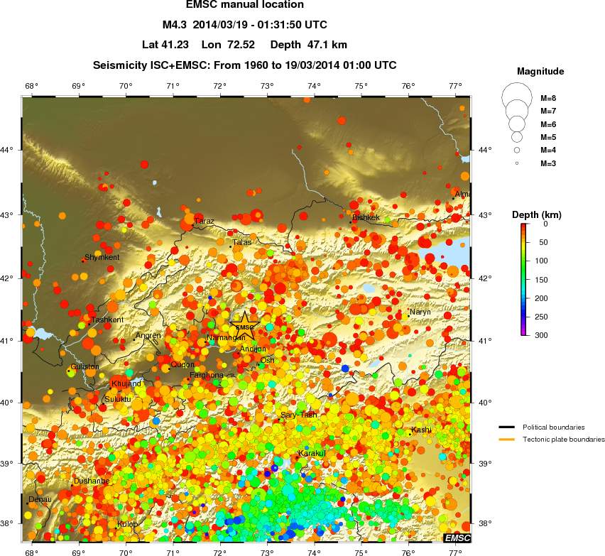 regional depth historical seismicity