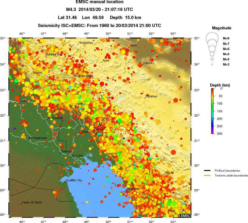 regional depth historical seismicity
