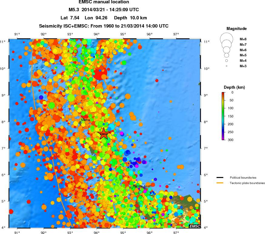 regional depth historical seismicity