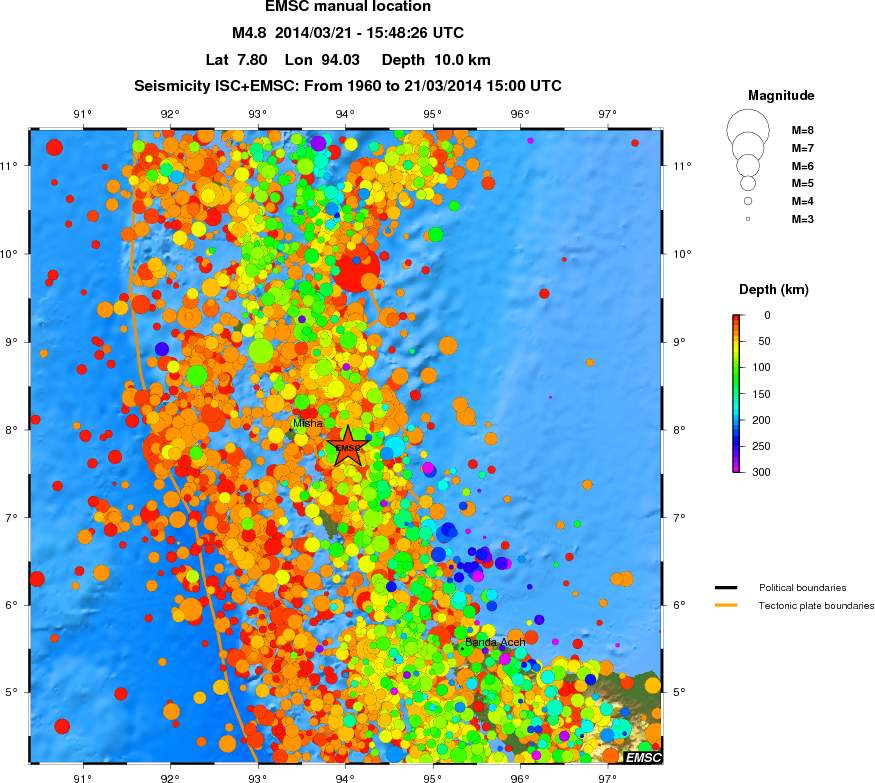 regional depth historical seismicity