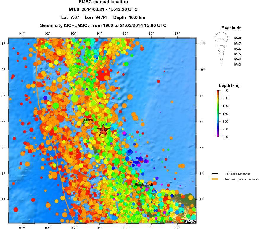 regional depth historical seismicity