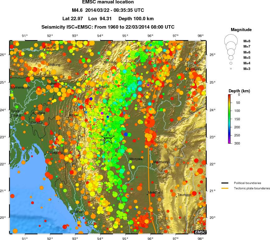 regional depth historical seismicity