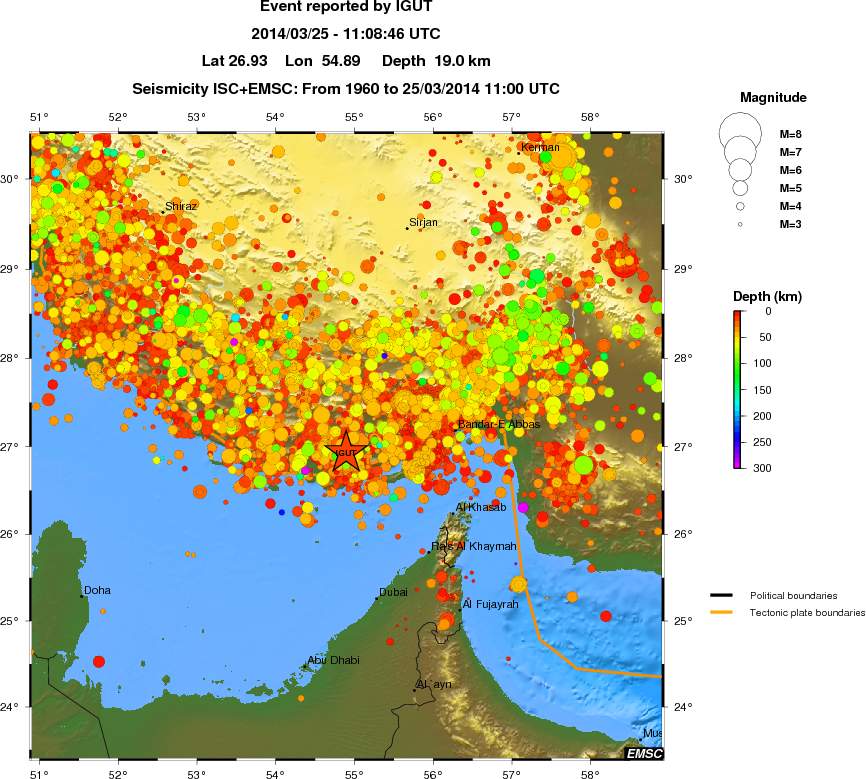 regional depth historical seismicity