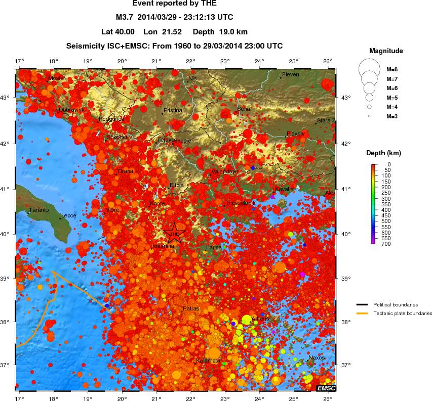 regional depth historical seismicity