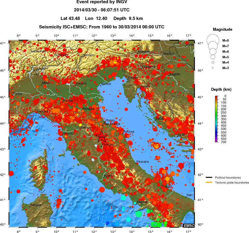 regional depth historical seismicity