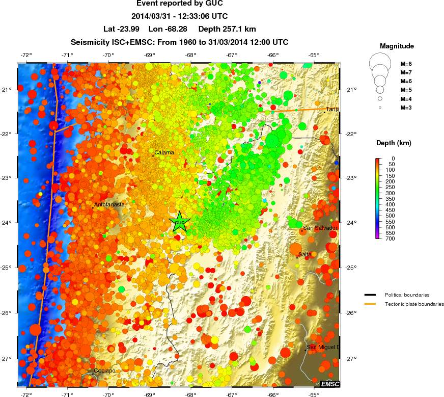 regional depth historical seismicity