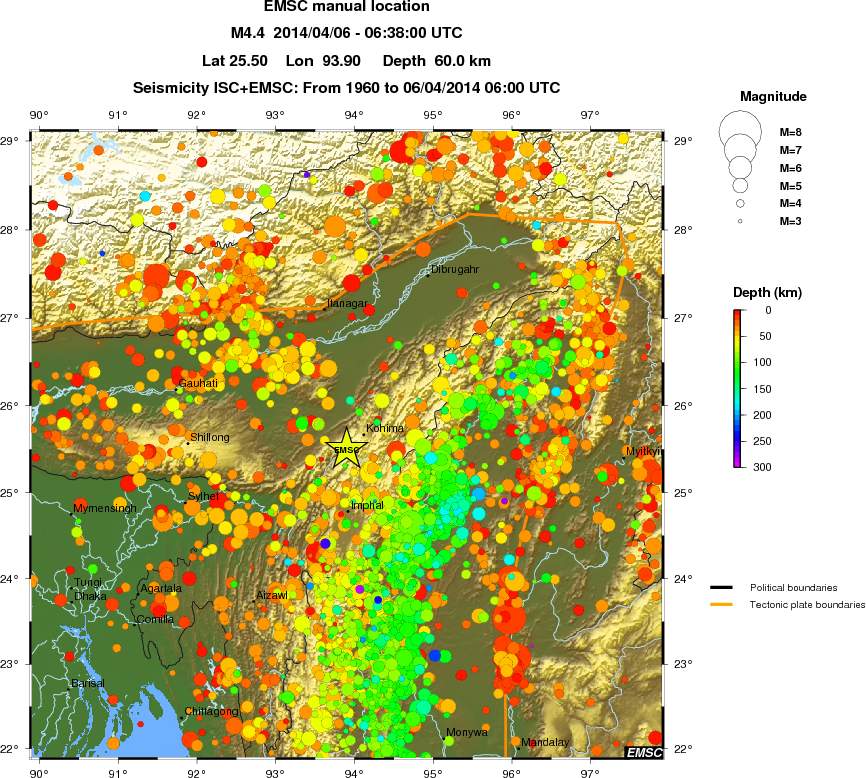 regional depth historical seismicity