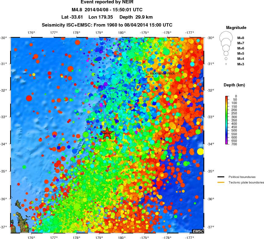 regional depth historical seismicity