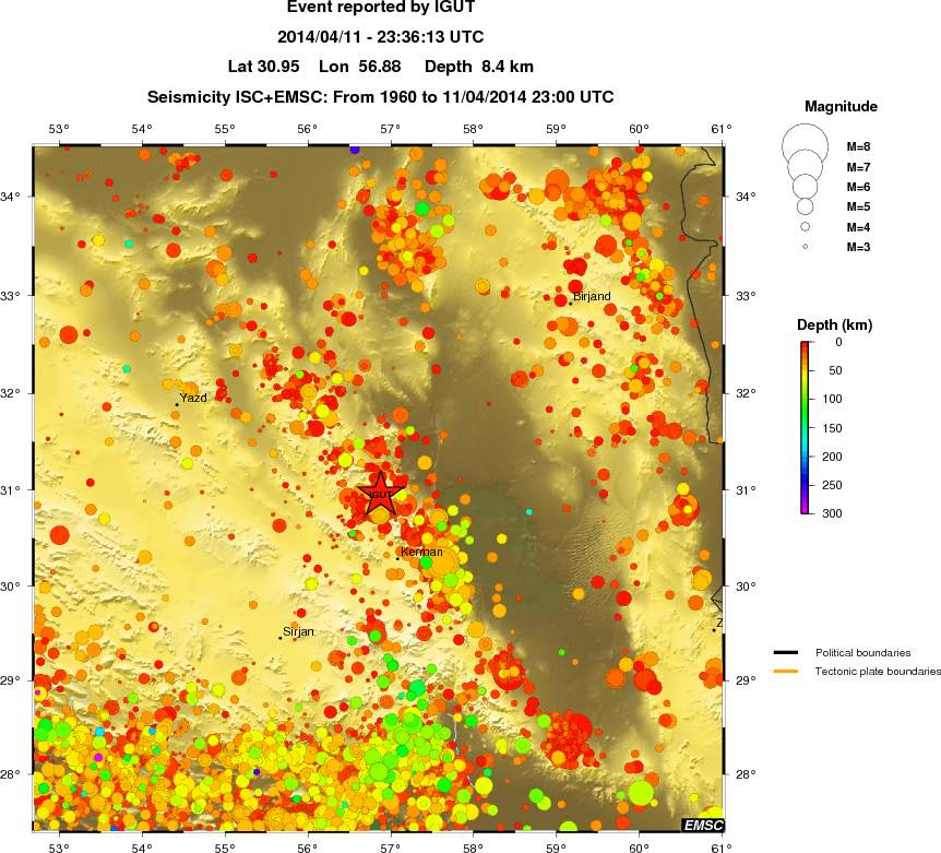 regional depth historical seismicity