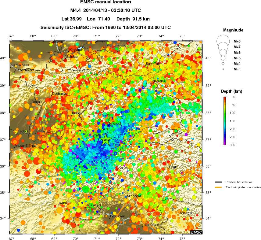 regional depth historical seismicity