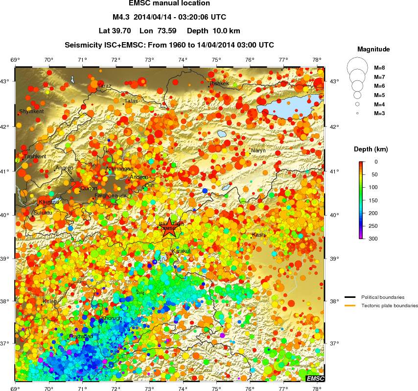regional depth historical seismicity