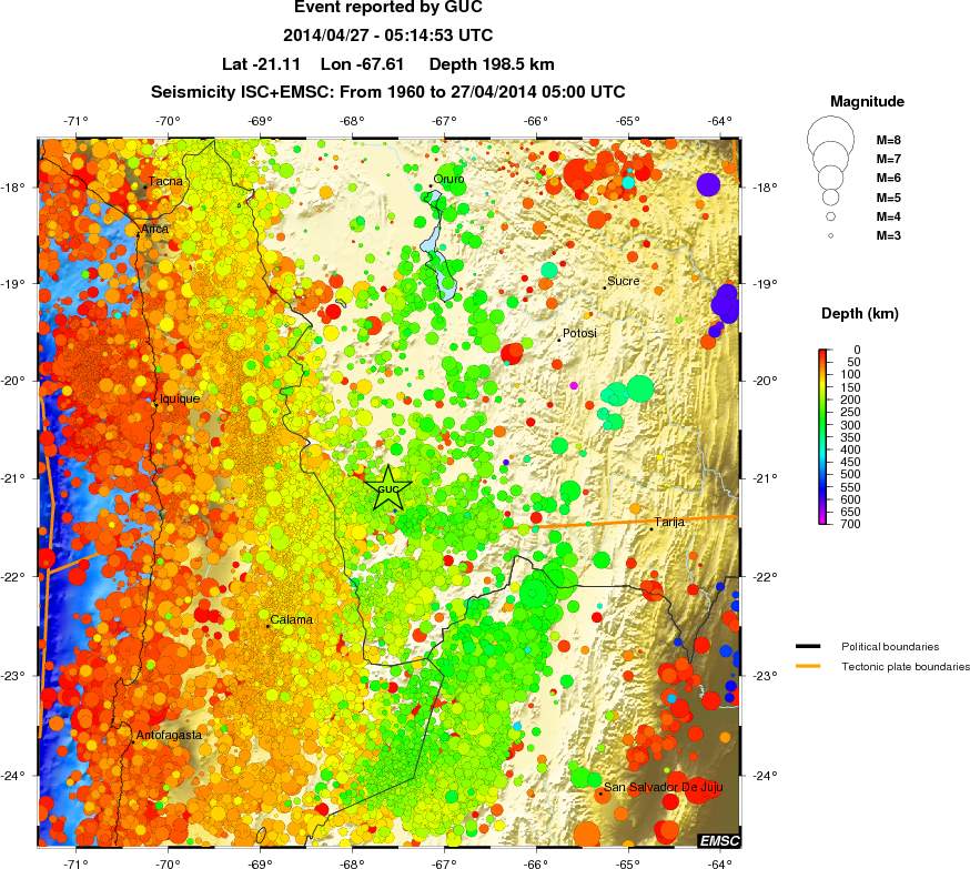 regional depth historical seismicity